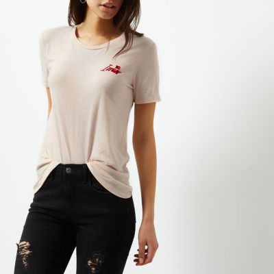 Pink &#39;no issues&#39; burnout T-shirt